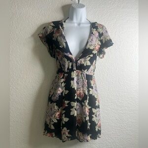 Reformation Brookvale Floral Mini Open Back Mini Dress Sz 0